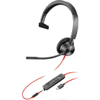 Plantronics Blackwire 3315-M, BW3315-M, Monaural with 3.5mm and USB-A Corded Headset - MS CERT