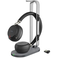 YEALINK WIRLESS BH72 TEAMS STEREO HEADSET W/CHARGE STAND, BT51 USB-A DONGLE, BLK, USB-A