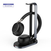YEALINK WIRLESS (BH76) MS STEREO ANC HEADSET W/CHARGE STAND + BT51 USB-A DONGLE,BLK,USB-A