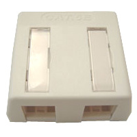 Double un-equipped box for 90 degree keystone jack with I.D. window