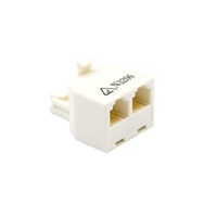 Modular Adaptor Plug to 2 Sockets 6P6C