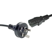 2m IEC C13 10A to 3 Pin Mains Black Appliance Lead