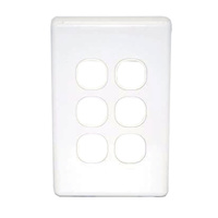 Six port wall plate white, accepts Clipsal (C2000 series style)