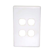 Four Port Slim Wall Plate White, accepts Clipsal (C2000 series stlye)