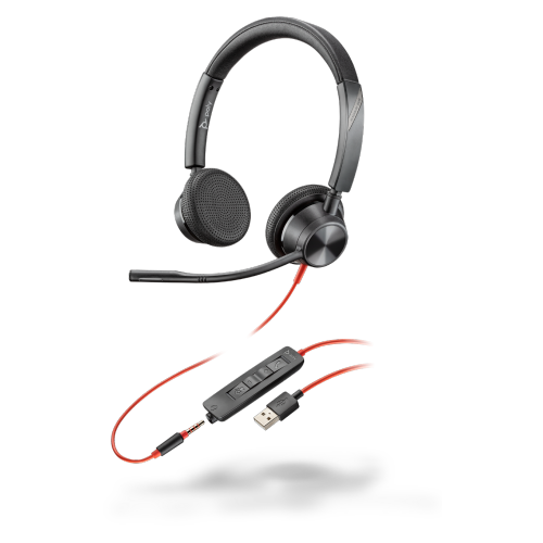 Plantronics Plantronics Blackwire 3325, BW3325, UC, Binaural with 3.5mm and USB-A Corded Headset