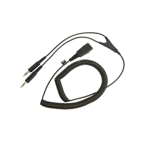 Cord - QD to 2x3.5mm, 2m Curly QD - 2 x 3.5mm Male Plugs