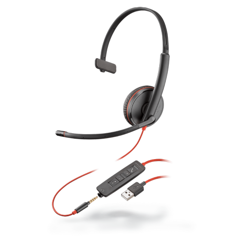 Plantronics Blackwire C3215 Mono USB-A Headset with 3.5mm Connection - Refurbished