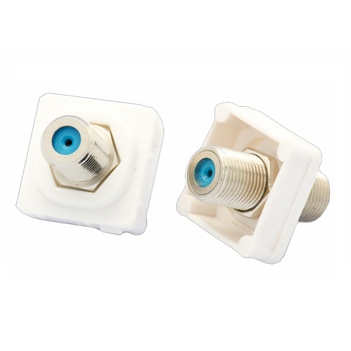 F - F Connector Insert to Suit Clipsal Style Wall Plate (White)