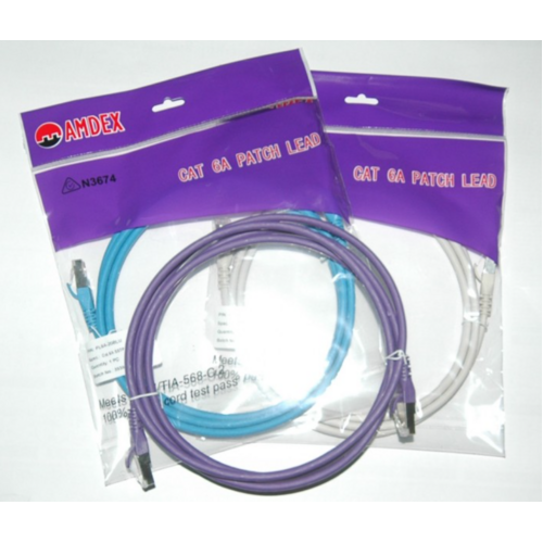 Cat-6A 0.5m SSTP LSZH Ethernet Patch Lead (Purple)