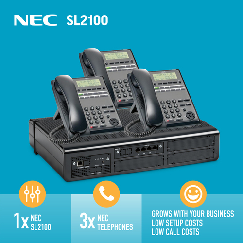 NEC SL2100 Starter Kit with System and 3 x 12 Button Digital Handsets (Q3C-0008509019)