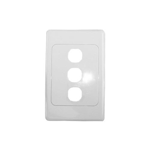 Three port wall plate white, accepts Clipsal (2000 series style)