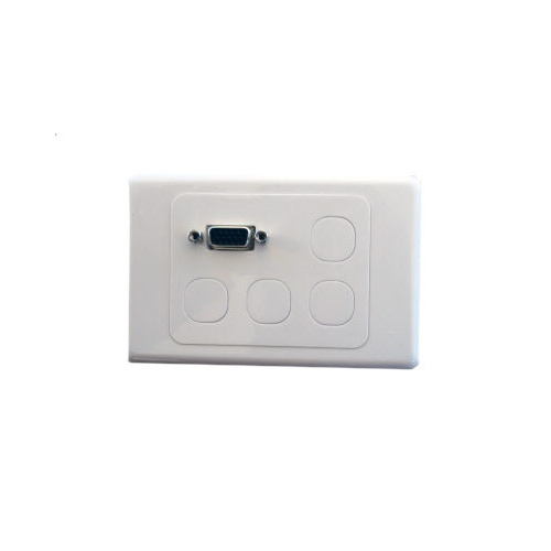 VGA Wall Plate + 4 Blank Inserts (Clipsal 2000 series style)