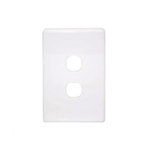 Double port wall plate white, accepts Clipsal (C2000 series style)