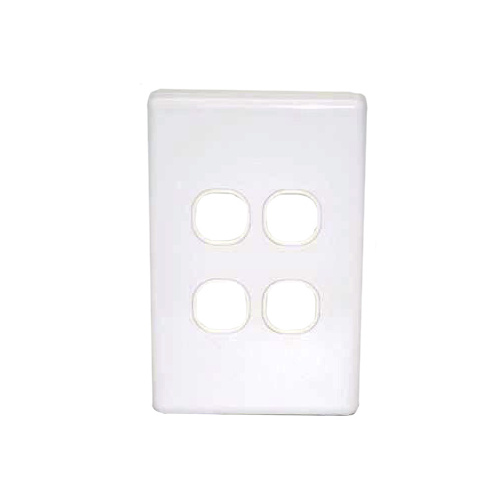 Four port wall plate white, accepts Clipsal (C2000 series style)