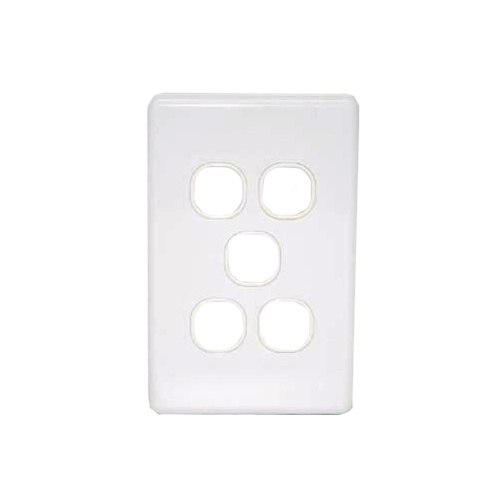 Five port wall plate white, accepts Clipsal (C2000 series style)
