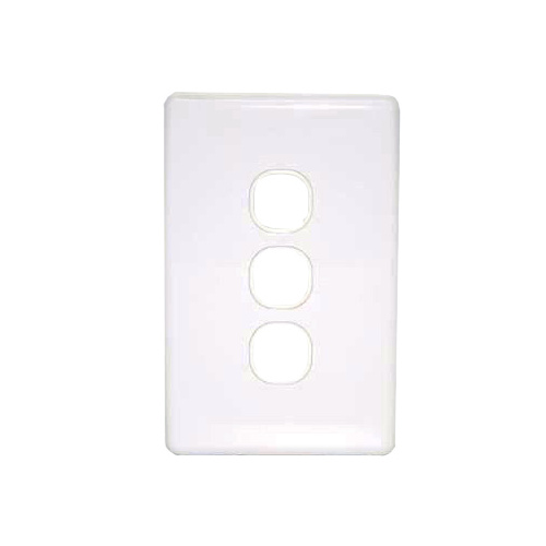 Three Port Slim Wall Plate White, accepts Clipsal (C2000 series stlye)