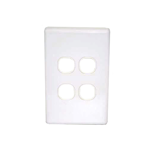 Four Port Slim Wall Plate White, accepts Clipsal (C2000 series stlye)