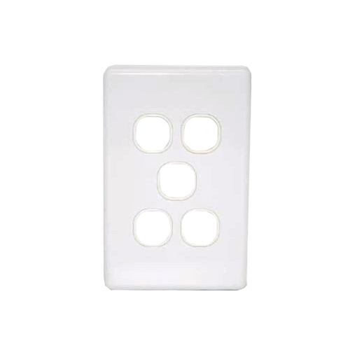 Five Port Slim Wall Plate White, accepts Clipsal (C2000 series stlye)
