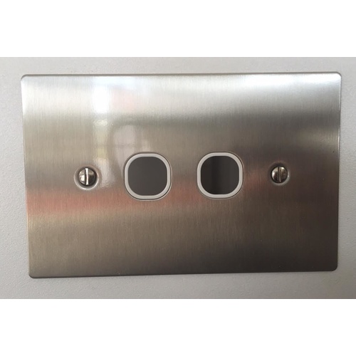 2 Gang Stainless Steel Wall Plate Clipsal Style Jacks